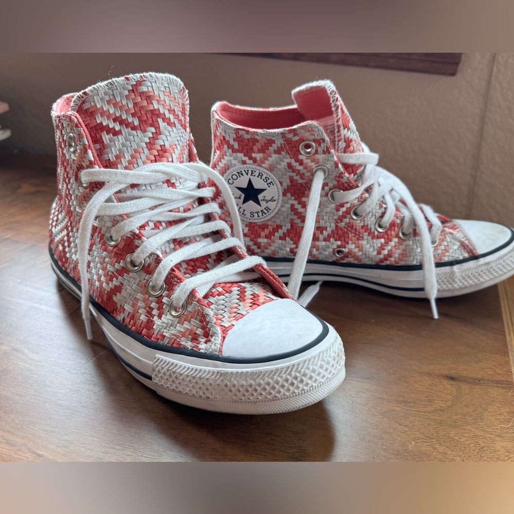 Rare Converse Woven Red and White High-Tops